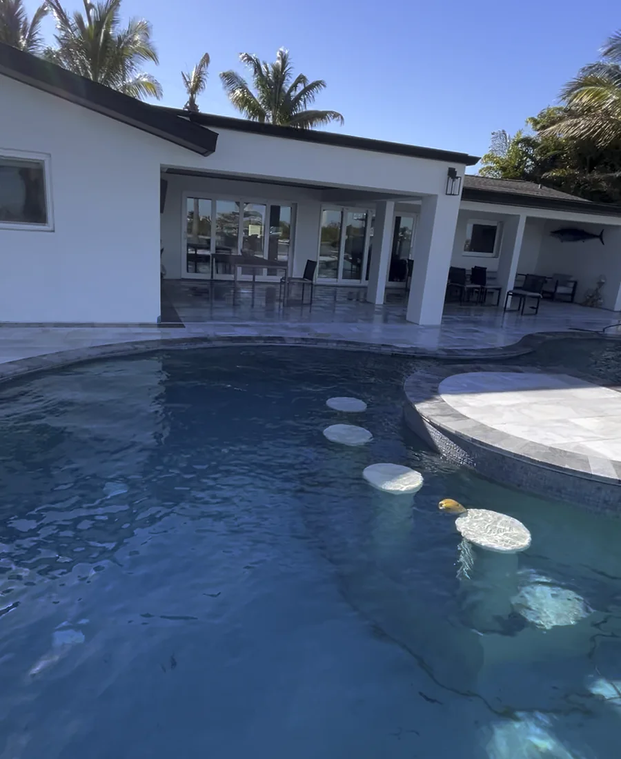 Residential pool deck and patio ready for cleaning